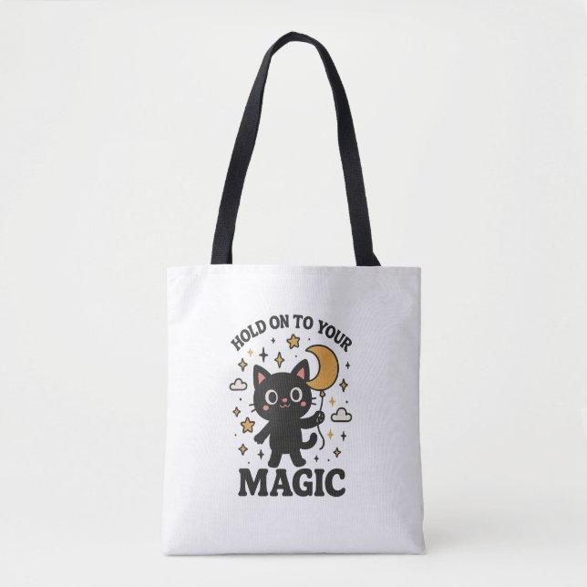 Moonlit Magic Cat Tote Bag (Front)
