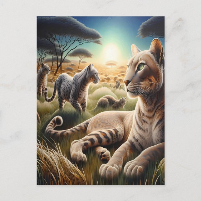 Moonlit Majesty: Wolf Atop Mountain Postcard (Front)