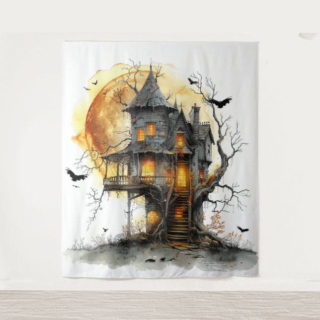 Moonlit Manor Halloween Tapestry (Front)