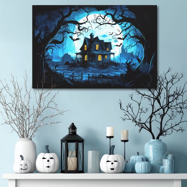 Moonlit Manor Haunted House Canvas Print (Creator Uploaded)
