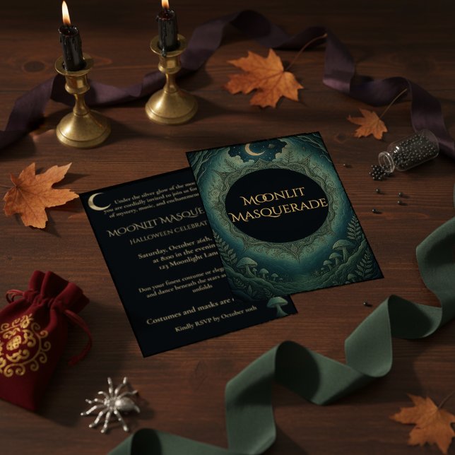 Moonlit Masquerade Elegant Halloween Invitation (Creator Uploaded)
