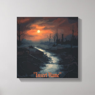 Moonlit Menace: The Haunted Black Forest at Dusk Canvas Print