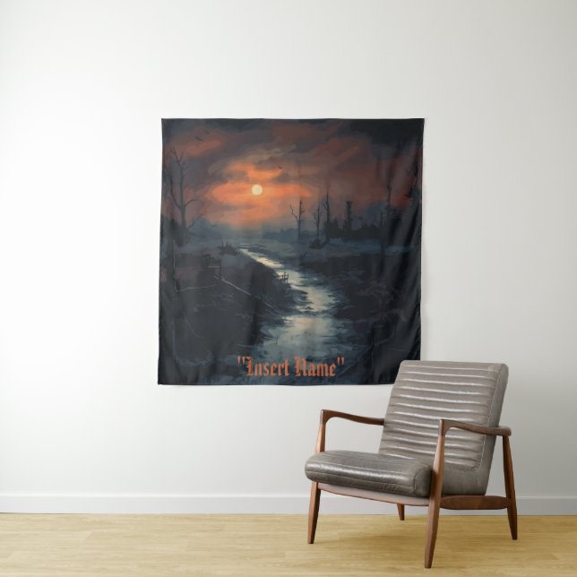 Moonlit Menace: The Haunted Black Forest at Dusk Tapestry (In Situ)