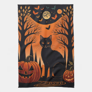 Moonlit Meow Tea Towel