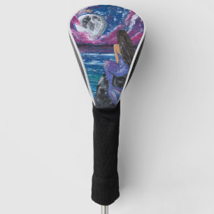 Moonlit mermaid handmade artwork golf head cover