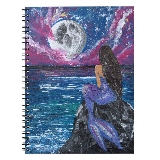 Moonlit mermaid handmade artwork  notebook (Front)