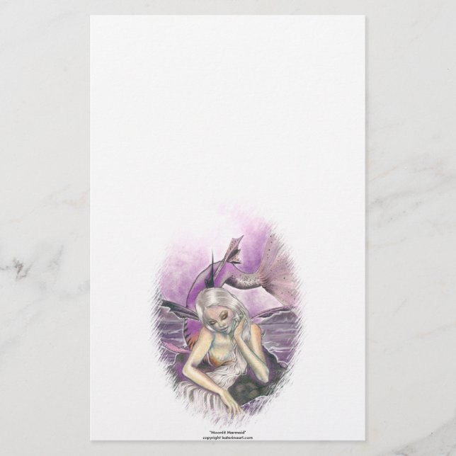 Moonlit Mermaid Stationery (Front)