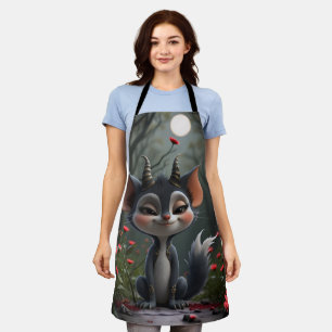 Moonlit Mischief Forest Spirit of Crimson Bloom. Apron