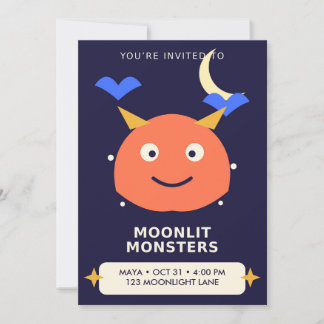 Moonlit Monsters Kids Halloween Birthday Invitatio Invitation
