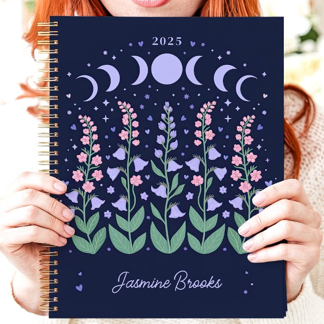 Moonlit Moon Phase Garden 2025 Custom Name Planner (Creator Uploaded)