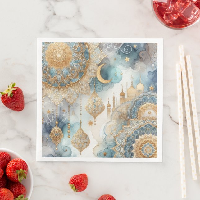 Moonlit Mosque Serenity for Ramadan Napkin (Insitu)