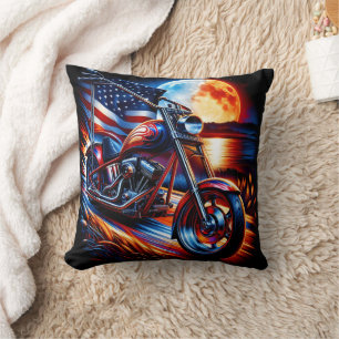 Moonlit motorcycle rides cushion