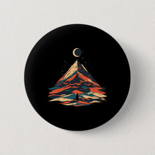 Moonlit Mountain Adventure Design - Hiking And Mot 6 Cm Round Badge