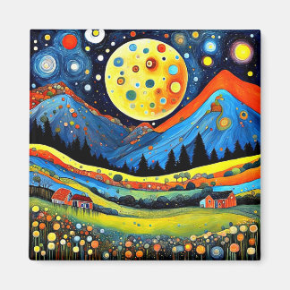 Moonlit Mountain Meadow 6 Magnet
