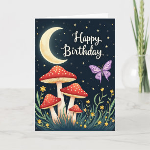 Moonlit Mushroom Birthday Card