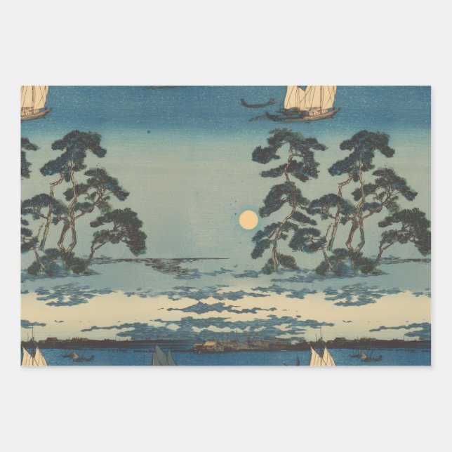 moonlit night wrapping paper sheet (Front)