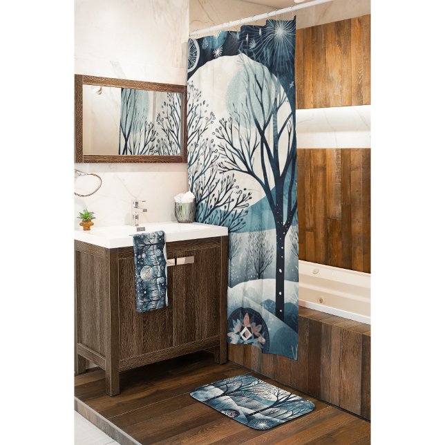 Moonlit Nordic Forest Bath Mat (Creator Uploaded)