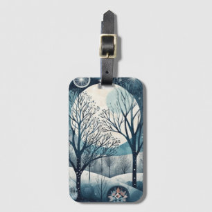 Moonlit Nordic Forest, customisable Luggage Tag
