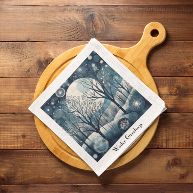 Moonlit Nordic Forest, customisable Napkin (Creator Uploaded)