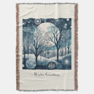 Moonlit Nordic Forest, customisable Throw Blanket