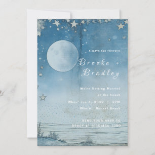 Moonlit Ocean Horizon Wedding Invitation