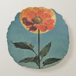 Moonlit Orange Bloom - Vintage Boho Charm (2) Round Cushion