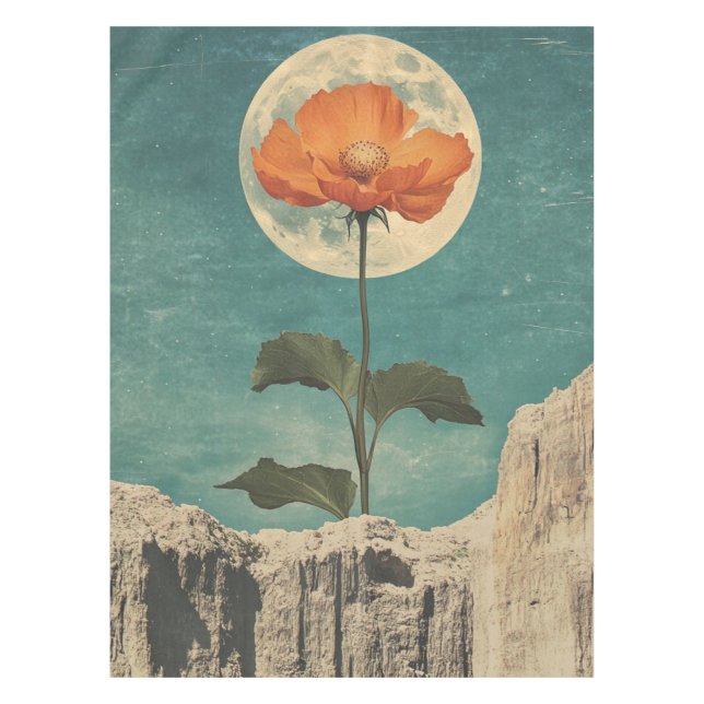 Moonlit Orange Bloom - Vintage Boho Charm Tablecloth (Front)