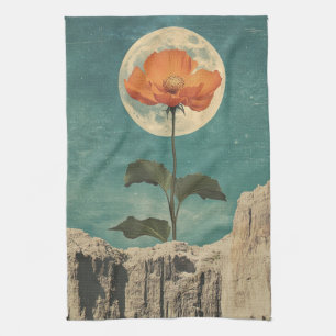 Moonlit Orange Bloom - Vintage Boho Charm Tea Towel