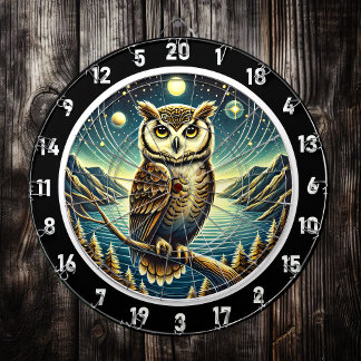 Moonlit Owl Wisdom Dartboard Art