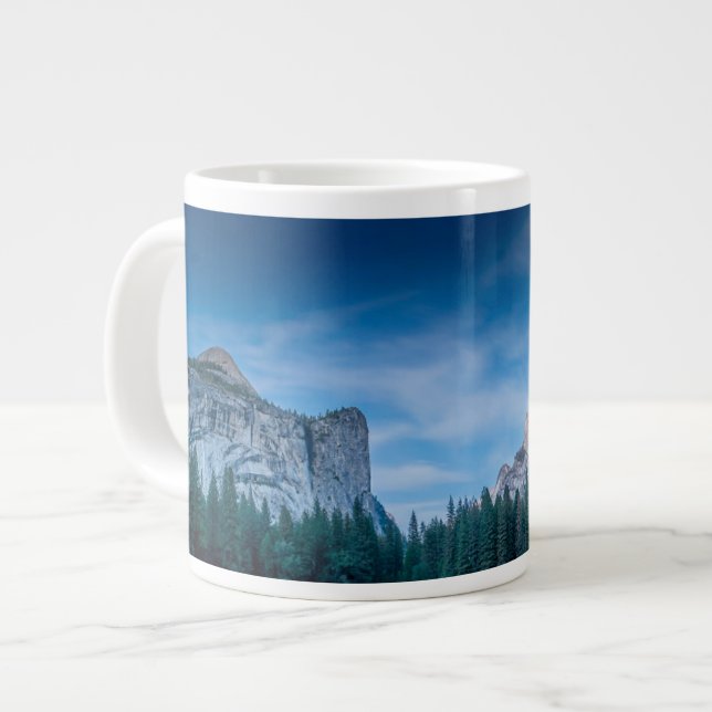 Moonlit Panoramic view of Yosemite Valley Large Coffee Mug (Front Left)