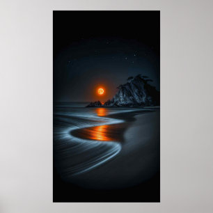 Moonlit Path: Beach Solitude Poster