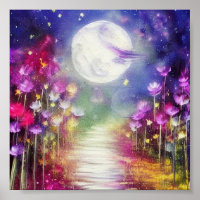 Moonlit path of wispy colours