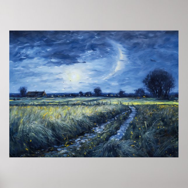 Moonlit Path Through the Havelland Landscape Poster (Front)