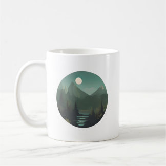 Moonlit Peaks: A Nighttime Wilderness Scene Coffee Mug