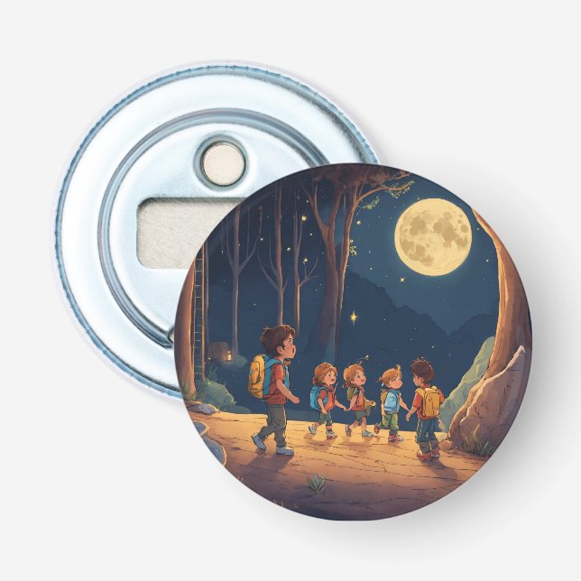 Moonlit Playtime Button Bottle Opener (Front)