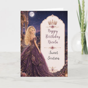 Moonlit Plum Garden Sweet Sixteen Card