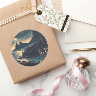 Moonlit Port Classic Round Sticker