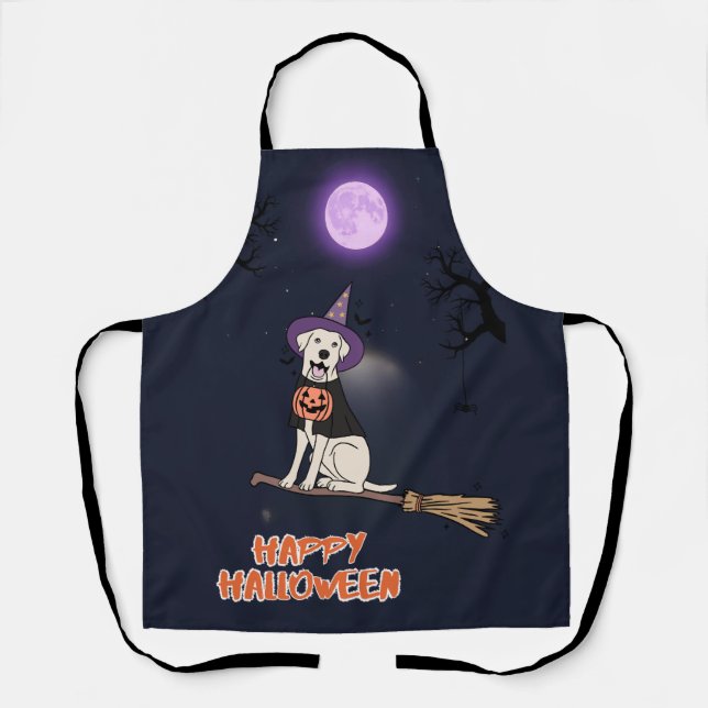 Moonlit Pup – Halloween Dog in Witch Hat Apron (Front)