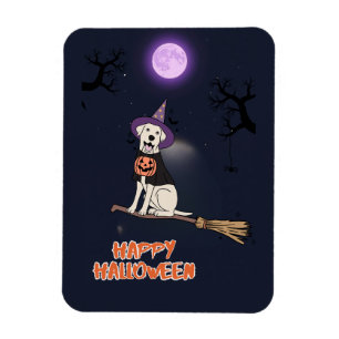 Moonlit Pup – Halloween Dog in Witch Hat Magnet