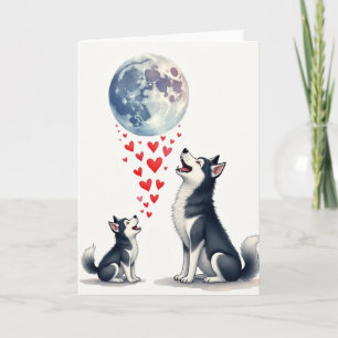 Moonlit Pups Fathers Day Card