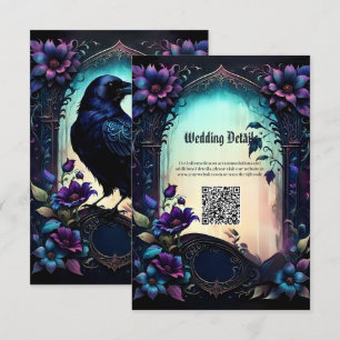 Moonlit Raven Gothic Floral Wedding Suite. Enclosure Card