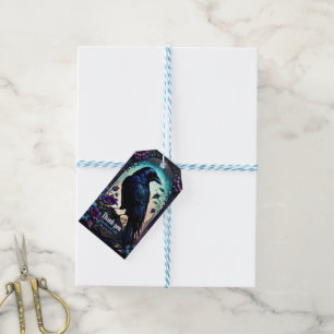 Moonlit Raven Gothic Floral Wedding Suite. Gift Tags