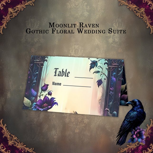 Moonlit Raven  | Gothic Floral Wedding Suite. Place Card (Creator Uploaded)