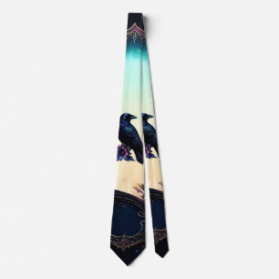 Moonlit Raven Gothic Floral Wedding Suite. Tie