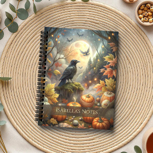 Moonlit Raven Magical Autumn Forest Notebook