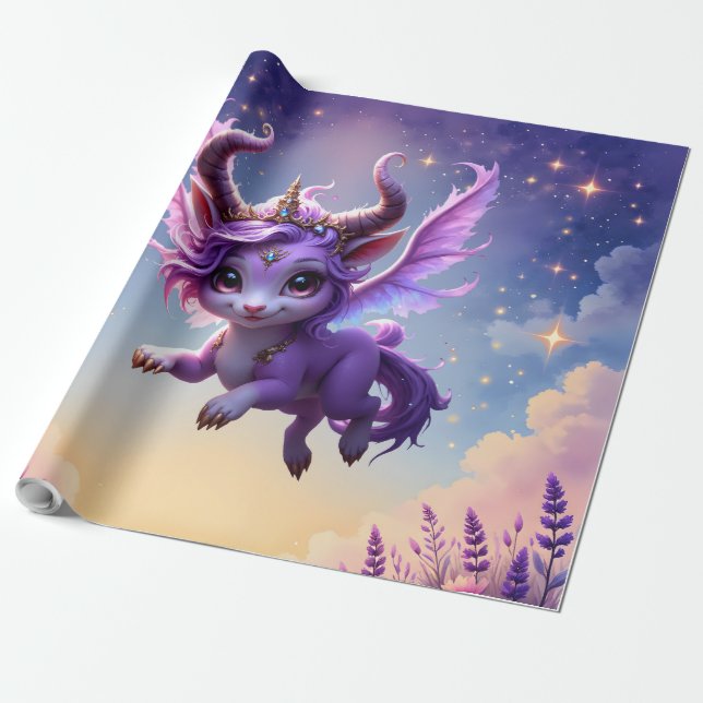 Moonlit Realm Guardian – Violet Dreamling. Wrapping Paper (Unrolled)