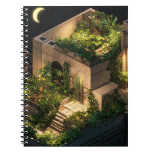 Moonlit Rooftop Garden Retreat Notebook