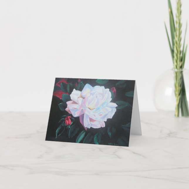 Moonlit Rose Note Thank You Card (Front)