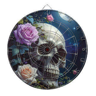 Moonlit Roses Skull Dartboard