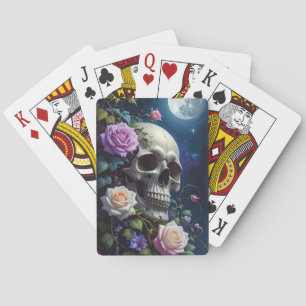 Moonlit Roses Skull Playing Cards